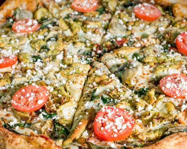 pizza-schmizza - Green Chicken Pie Pizza