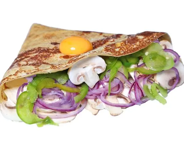 pizzaprestoparis - Crêpe forestière / Poivrons, champignons, emmental et œuf.