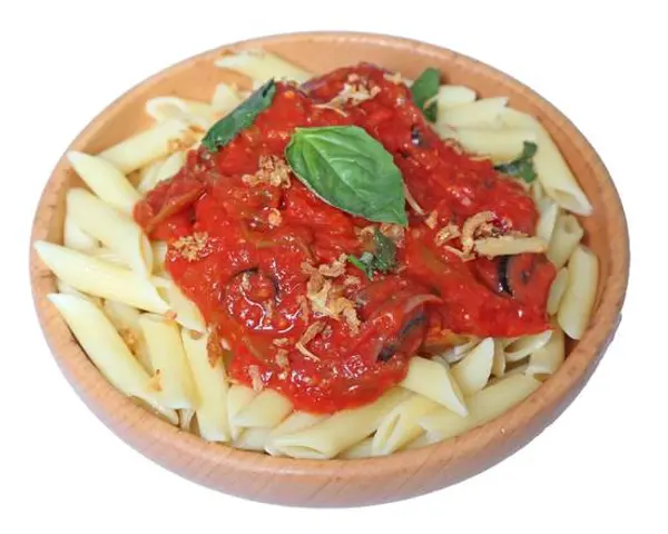 pizzaprestoparis - Pasta Arrabiata / Sauce tomate, poivrons, olives, oignon, ail et basilic frais.