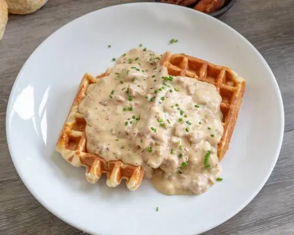 portland-biscuit-company - Liege Waffles with Sausage Gravy