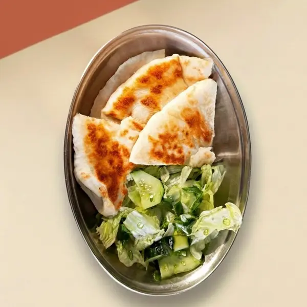 praktika - Pan-Fried Khachapuri with Green Salad/ტაფის ხაჭაპური მწვანე სალათით Ⓥ