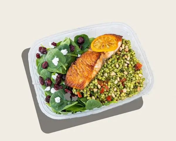 proper-food - Couscous & Spinach Salad with Honey-Ginger Salmon