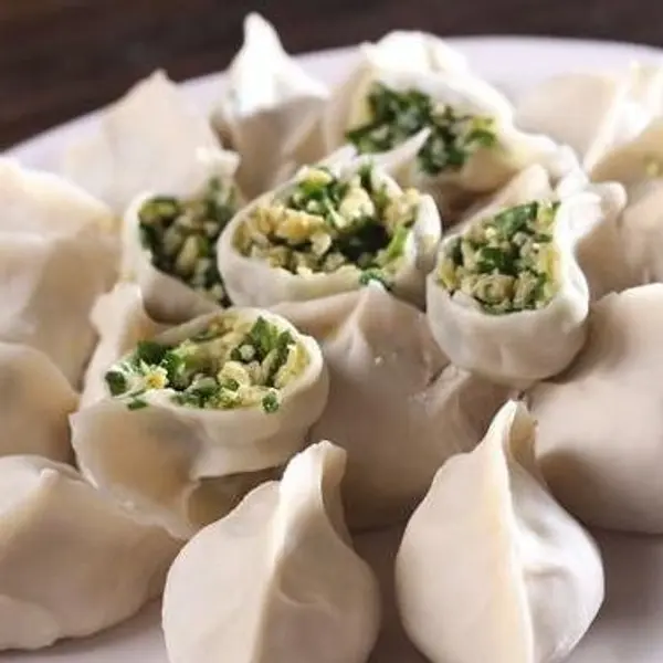 ristorante-dufu - Ravioli di verdure miste gamberi e uovo 素三鲜