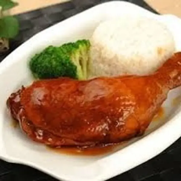 ristorante-dufu - Riso con coscia di pollo brasato 鸡腿盖饭