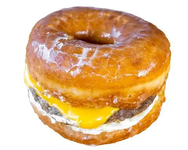 royal-pin-donuts - Sausage egg and cheese on Glaze donut