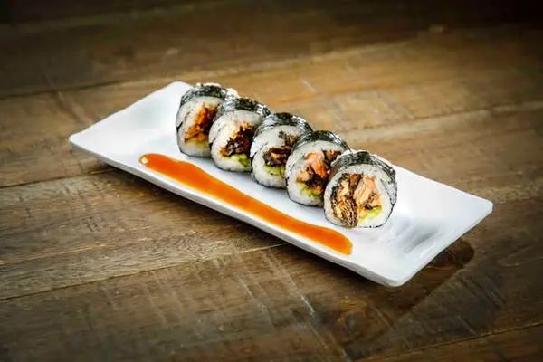 sake2me-ayce-sushi-newport-ave - SALMON SKIN ROLL ($9)