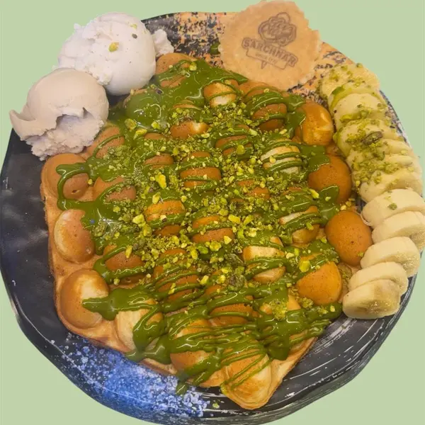 sarchnar-ice-cream - Bubble waffle With Pistachio Sauce