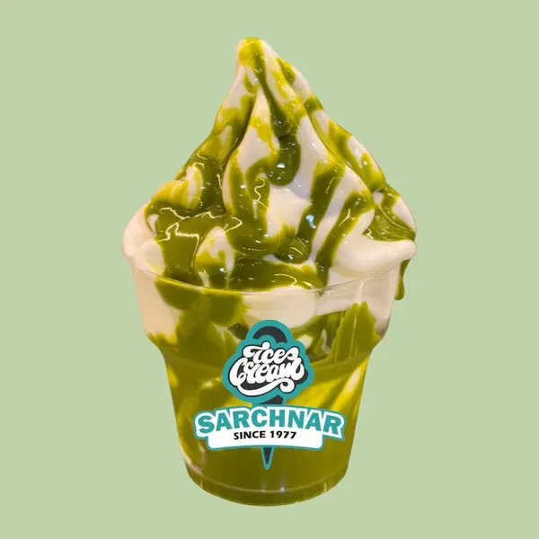 sarchnar-ice-cream - Soft ice cream with pistachio sauce