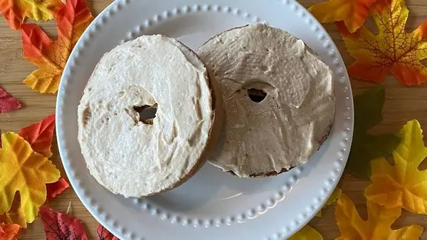 seize-the-bagel - Featured: Pumpkin Bagel (v) with Pumpkin Spice Cream Cheese (v/o)