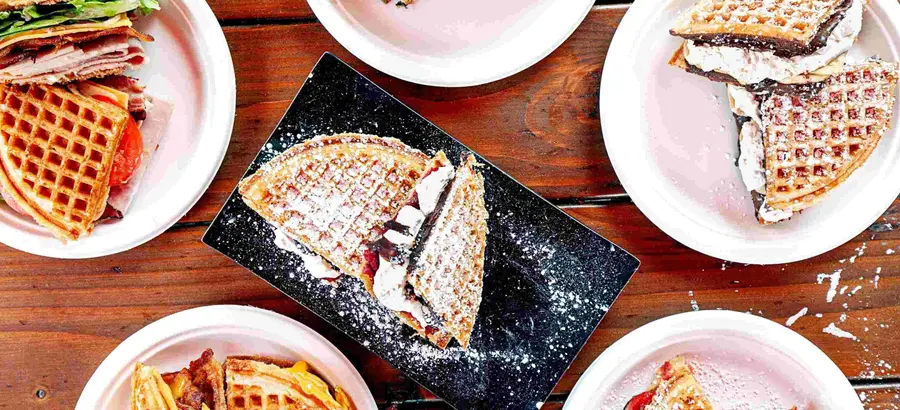 Menu image of Sweet waffle sandwiches*. smaaken waffle sandwiches's menu - portland | restaurants in portland