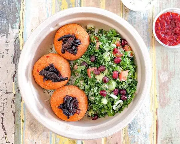 sumac-by-gastroboteats - Red Lentil Balls Rice Bowl