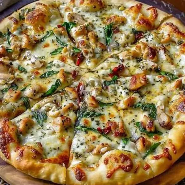 symphony-restaurant - Garlic-Herb Chicken & Triple Cheese Melt pizza