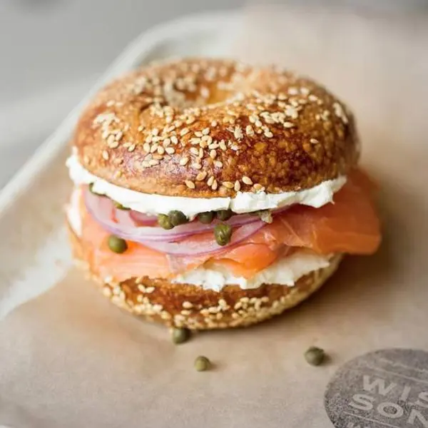 the-epicurean-trader - Midnite Smoked Salmon Bagel Sandwich