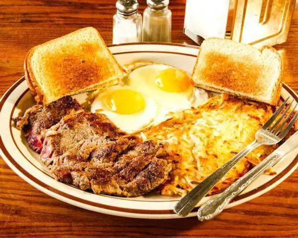 the-food-junction - Steak ( with hash brown,  2 eggs, toast