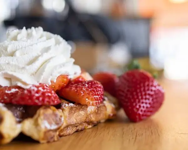 the-waffle-window - Strawberry Waffle with Whipped Cream