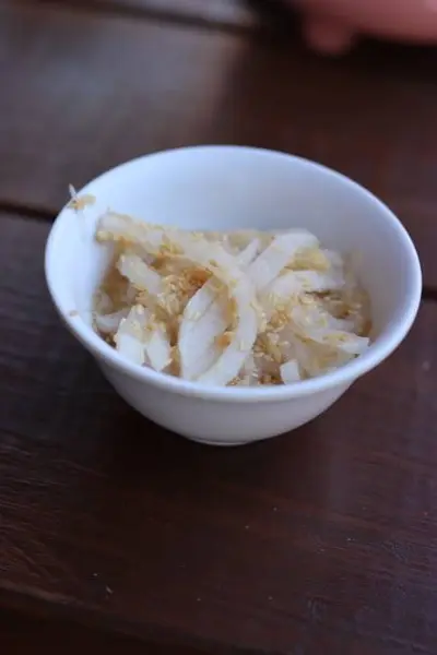 top-burmese-burma-joy - Pickled Daikon with Sesame Seeds