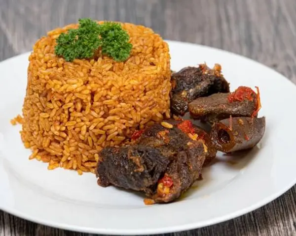 triple-afriq-african-restaurant - Jollof Rice & Goat Meat