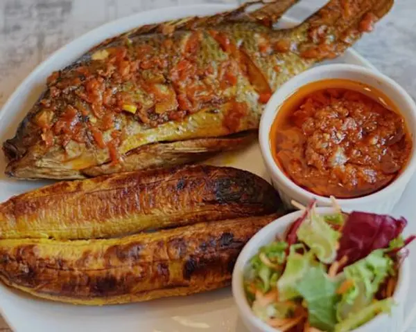 triple-afriq-african-restaurant - Whole Tilapia Fish With Dodo (fried plantain)